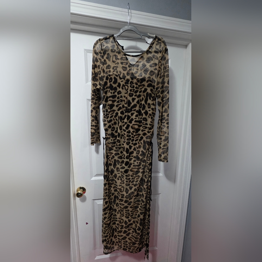 Liliana Leopard Print Long Sleeve Dress